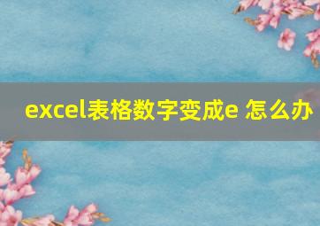 excel表格数字变成e 怎么办